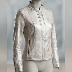 COCO Y CLUB Metallic Silver Beige Women's Jacket